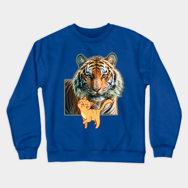Tiger with kitty cartoon Crewneck Sweatshirt by PersianFMts